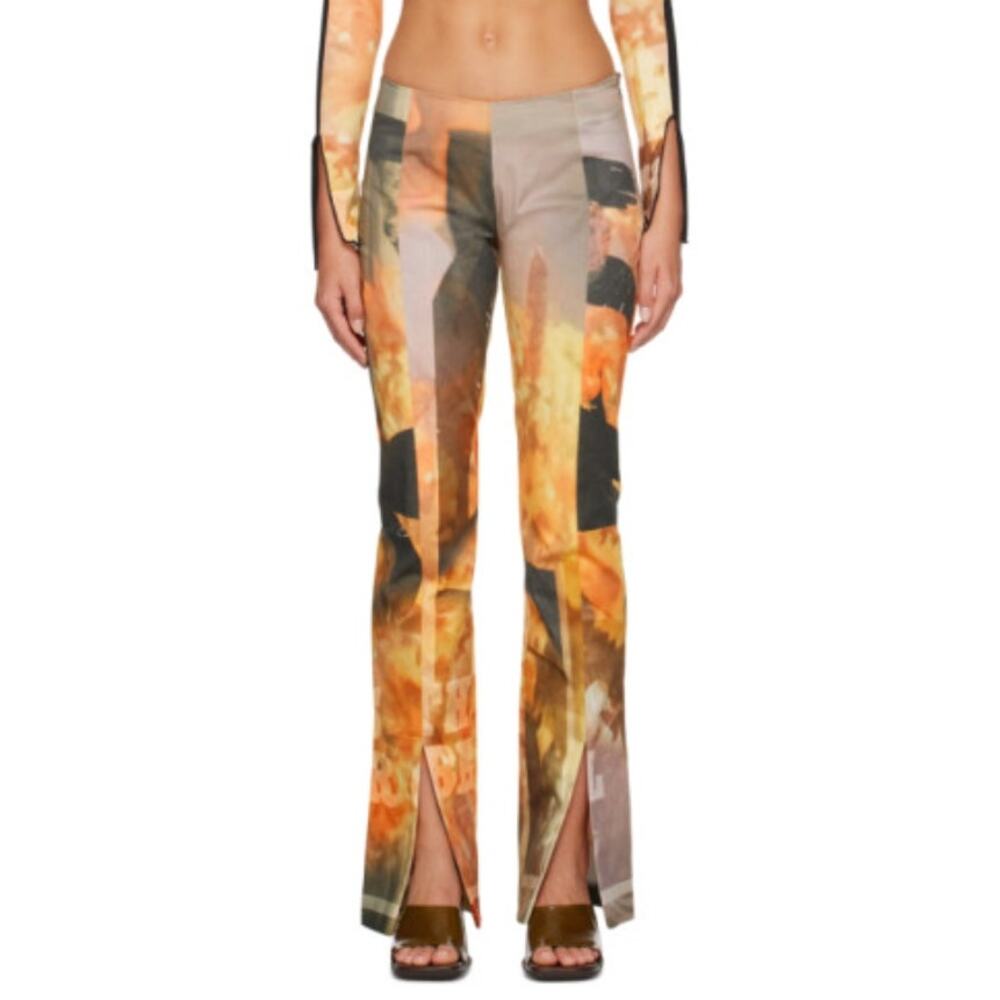 Elliss Orange Sunflower Jeans Print Multi Graphic Size Large NWT Organic Cotton